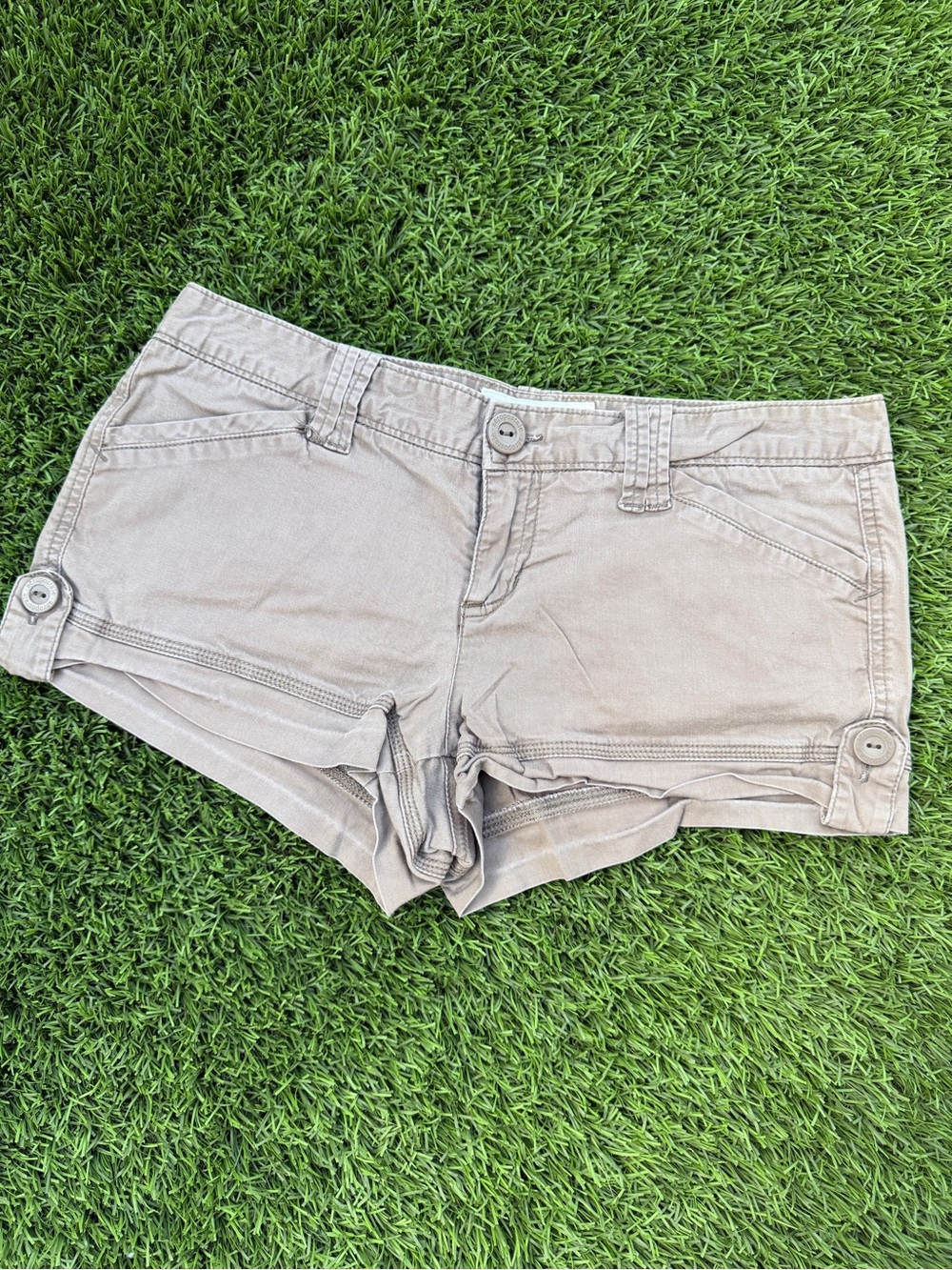Aeropostale Light Khaki Women's Button-Trim Shorts